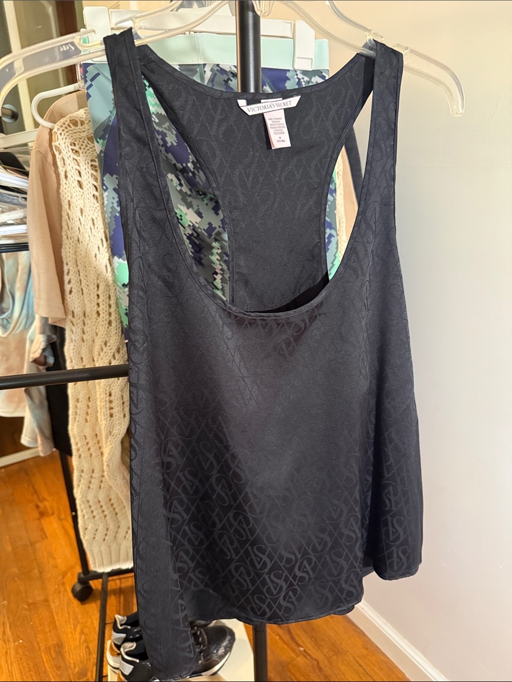 Victoria's Secret Black Jacquard Racerback Tank
